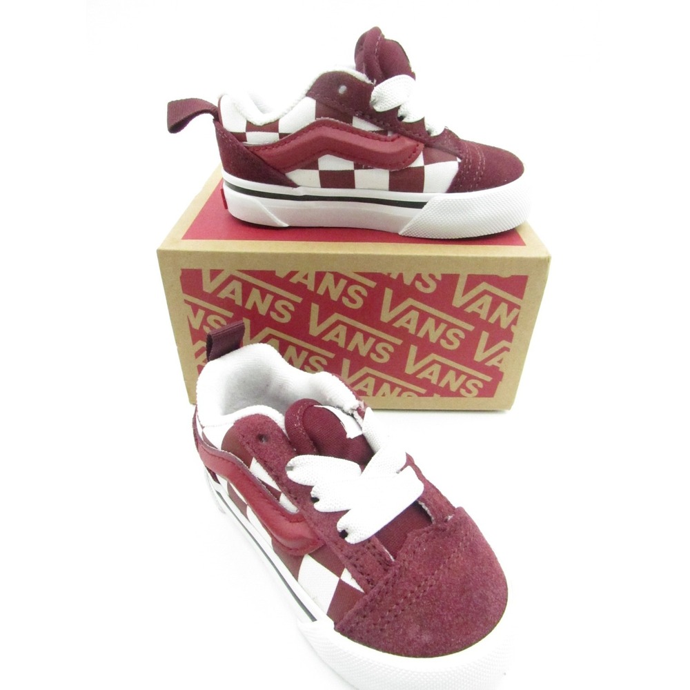 Vans Knu Skool Elastic Lace Baby Toddler Shoes Size 5 TD 2-Tone Bordeaux